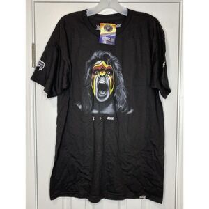 WWE X Rook Men's Ultimate Warrior Graphic T Shirt Black Size Large New